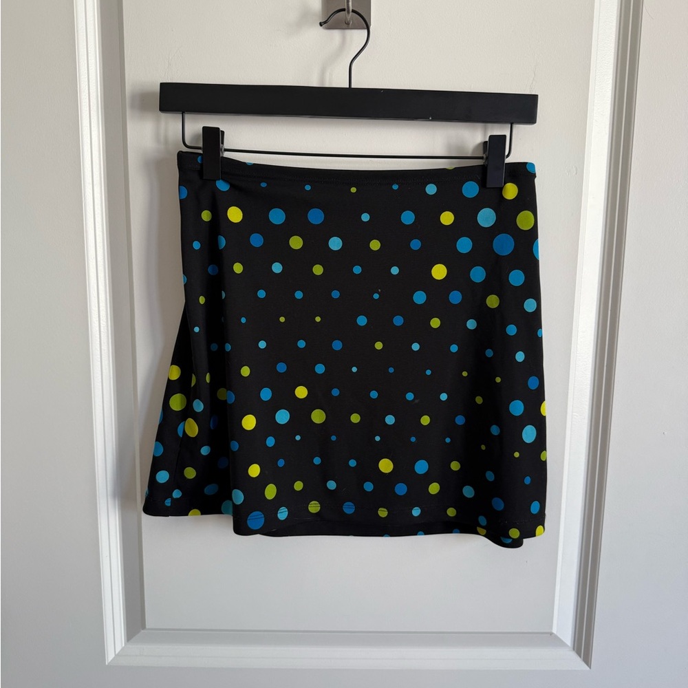 Express Black, green & blue polka dot mini skirt